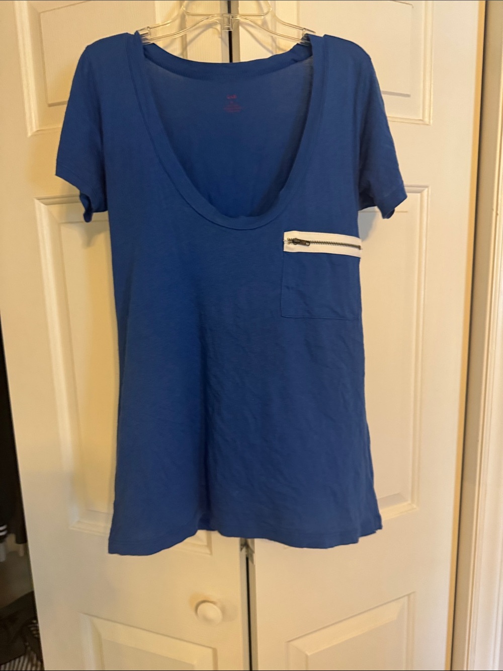 LNA Royal Blue Scoop Neck Short Sleeve Tee with Zip Pocket